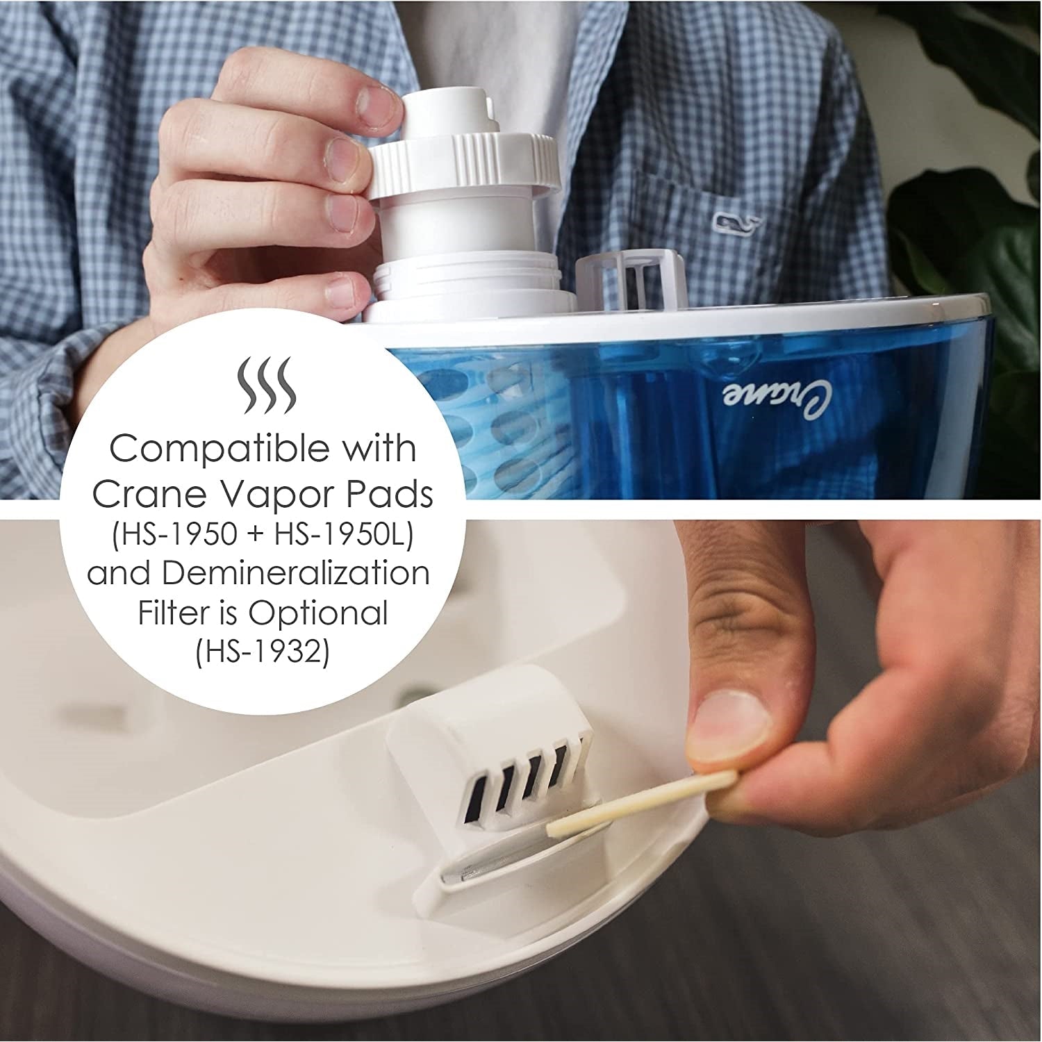 Crane - Humidificateur d'air Ultrasonic à Brume Fraiche, Buse Rotative 360 Degrée, Bleu - Simple Boutique