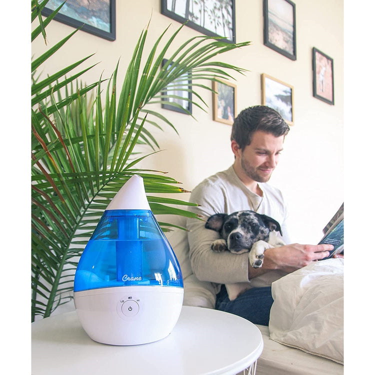 Crane - Humidificateur d'air Ultrasonic à Brume Fraiche, Buse Rotative 360 Degrée, Bleu - Simple Boutique