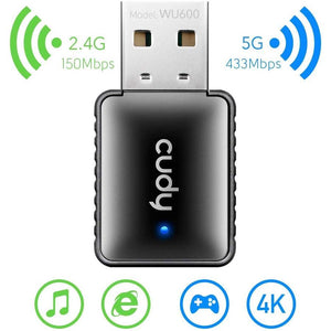 Cudy WU600 Adaptateur USB Wi-fi Double Bande avec Installation Automatique, Noir - Simple Boutique