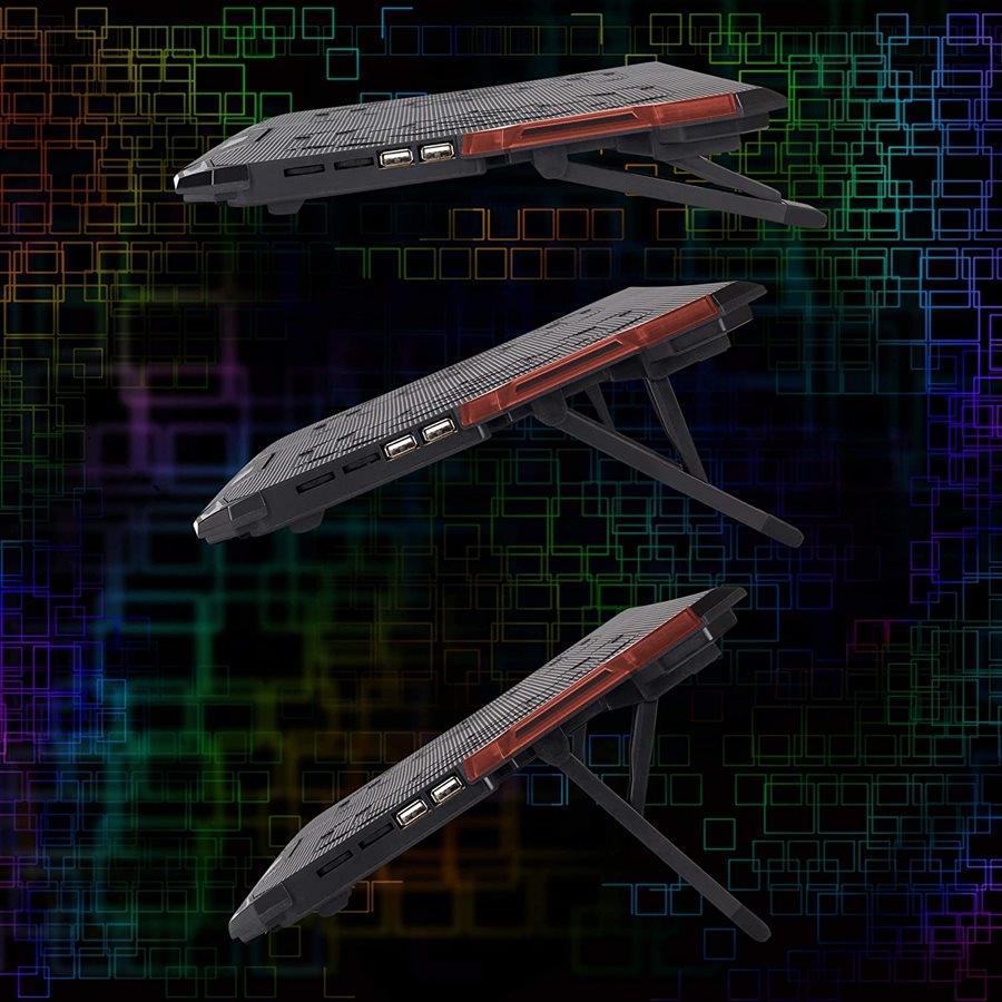 ENHANCE Cryogen Support de Refroidissement Pour Ordinateur Portable 5 Ventilateurs 2 Ports USB Design Mince avec LED Rouge - Simple Boutique