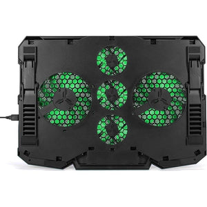 ENHANCE Cryogen Support de Refroidissement Pour Ordinateur Portable 5 Ventilateurs 2 Ports USB Design Mince avec LED Verte - Simple Boutique