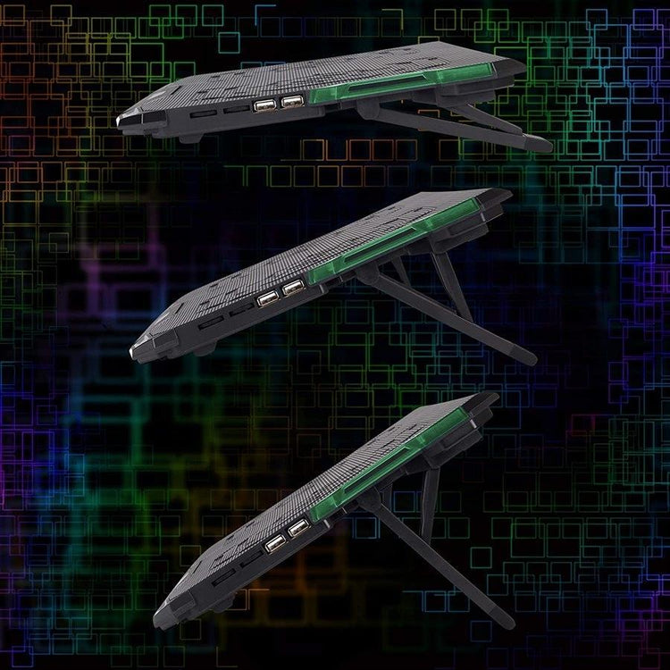 ENHANCE Cryogen Support de Refroidissement Pour Ordinateur Portable 5 Ventilateurs 2 Ports USB Design Mince avec LED Verte - Simple Boutique