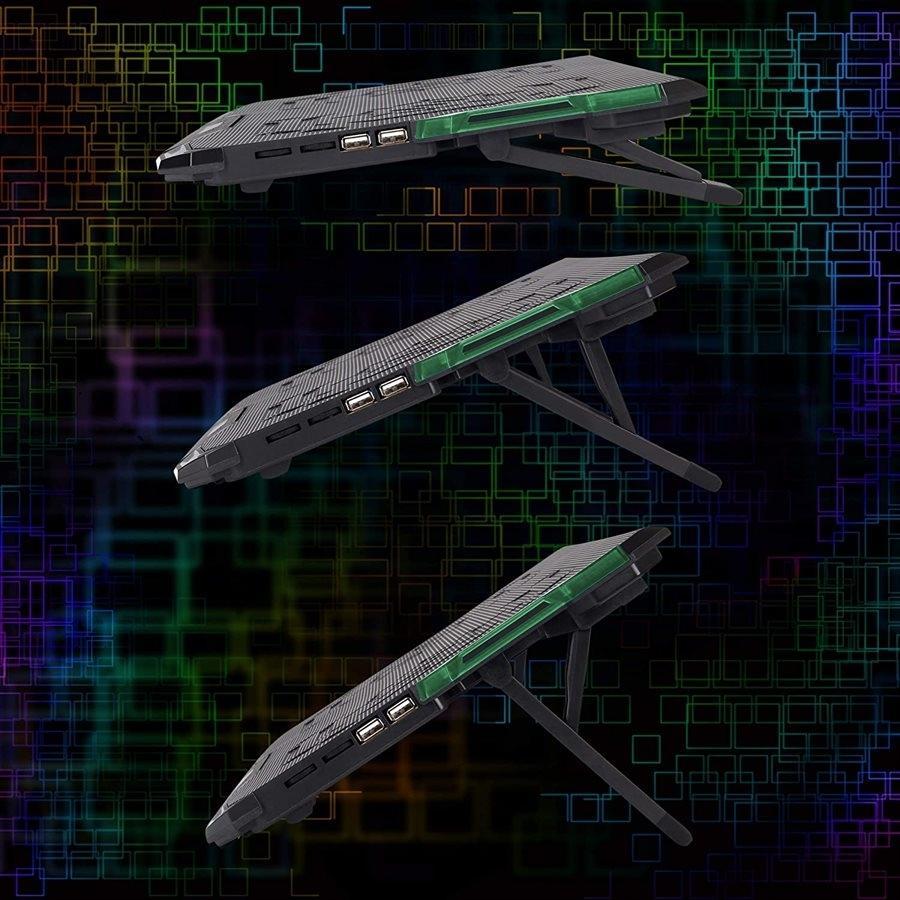 ENHANCE Cryogen Support de Refroidissement Pour Ordinateur Portable 5 Ventilateurs 2 Ports USB Design Mince avec LED Verte - Simple Boutique