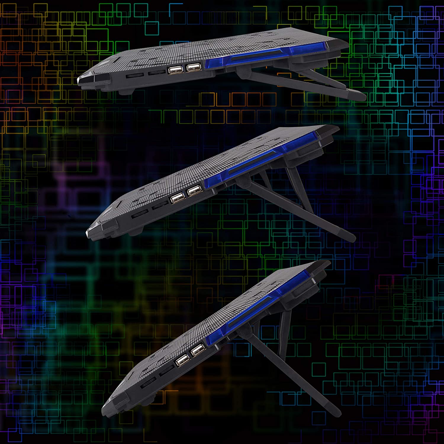 ENHANCE Cryogen Support de Refroidissent Pour Ordinateur Portable 5 Ventilateurs 2 Ports USB Design Mince avec LED Bleu - Simple Boutique