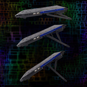 ENHANCE Cryogen Support de Refroidissent Pour Ordinateur Portable 5 Ventilateurs 2 Ports USB Design Mince avec LED Bleu - Simple Boutique