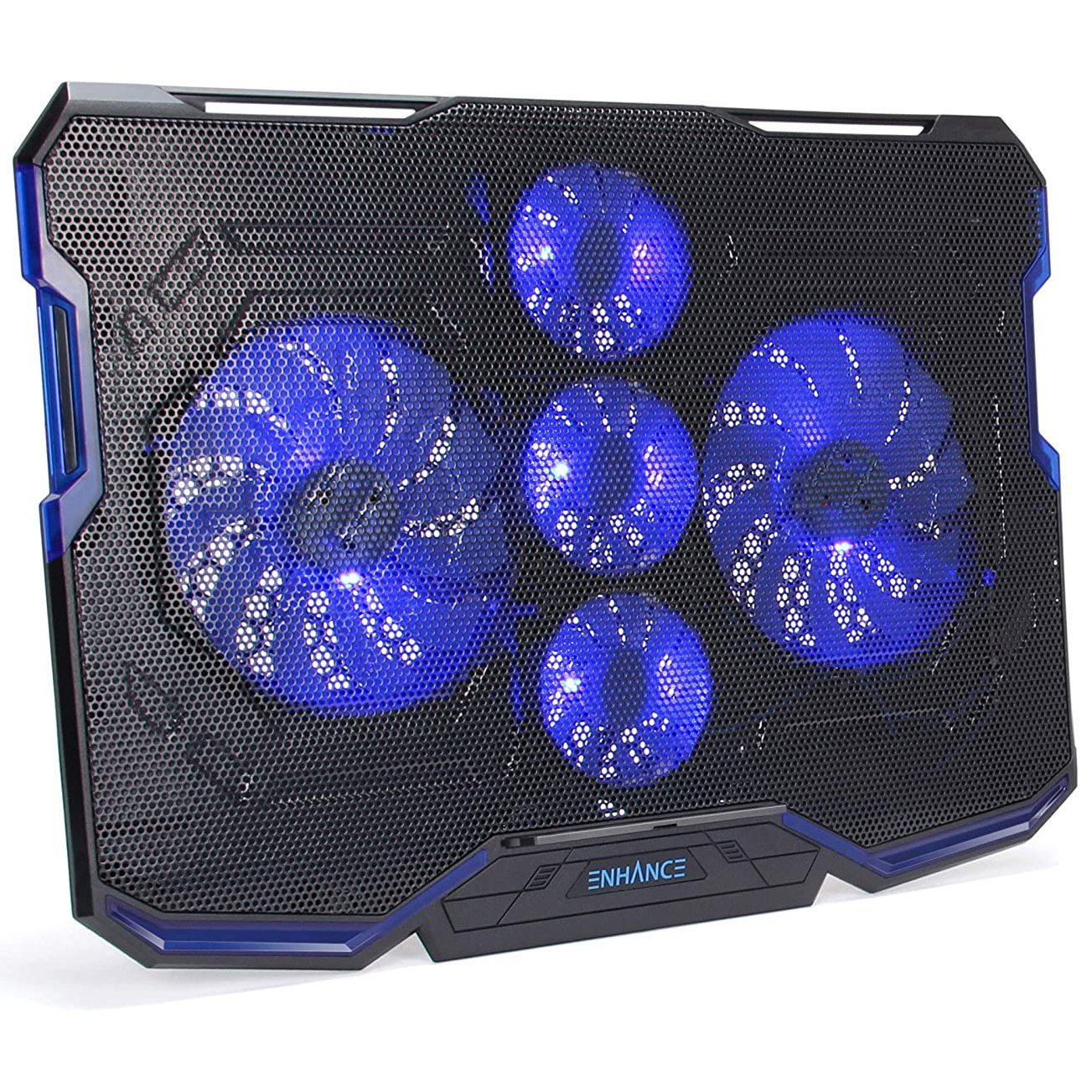 ENHANCE Cryogen Support de Refroidissent Pour Ordinateur Portable 5 Ventilateurs 2 Ports USB Design Mince avec LED Bleu - Simple Boutique