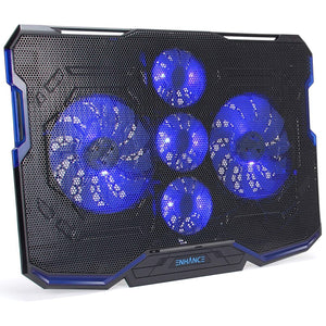 ENHANCE Cryogen Support de Refroidissent Pour Ordinateur Portable 5 Ventilateurs 2 Ports USB Design Mince avec LED Bleu - Simple Boutique