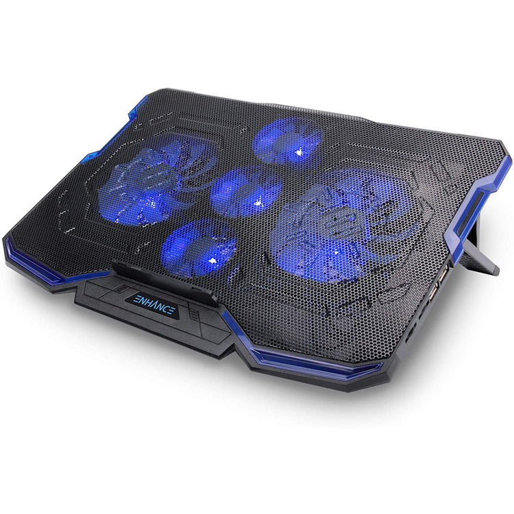 ENHANCE Cryogen Support de Refroidissent Pour Ordinateur Portable 5 Ventilateurs 2 Ports USB Design Mince avec LED Bleu - Simple Boutique