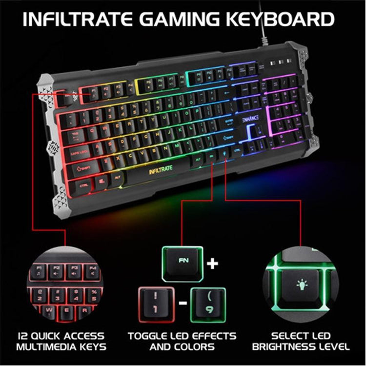 ENHANCE Infiltrate Clavier de Jeu Noir - Simple Boutique