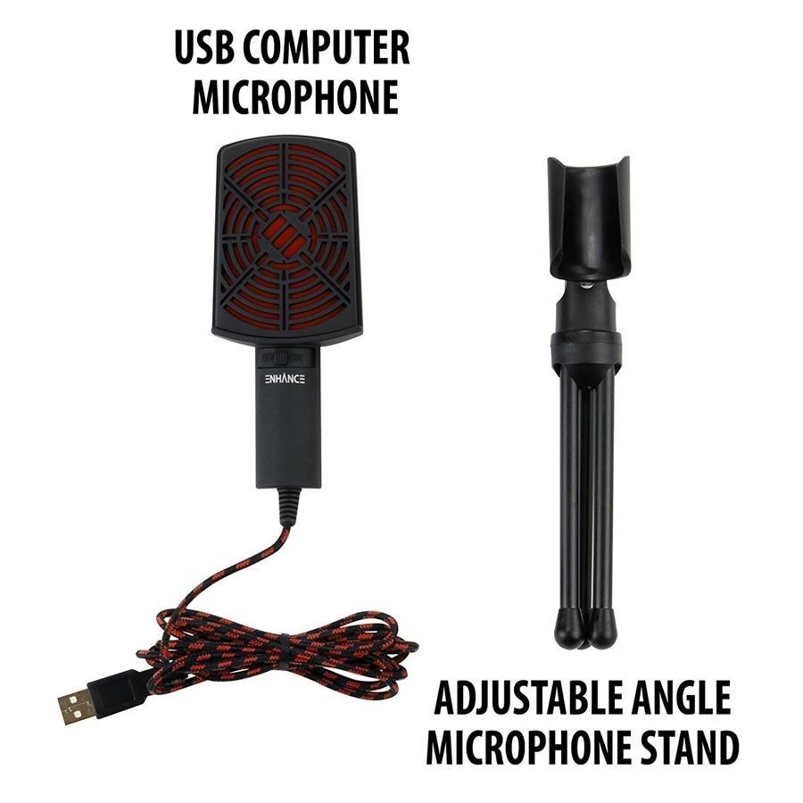 ENHANCE Microphone à condensateur à Port USB Rouge - Simple Boutique
