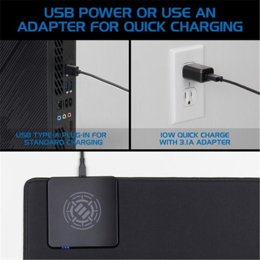 ENHANCE PowerUp Tapis de Souris Chargement sans Fils Noir - Simple Boutique