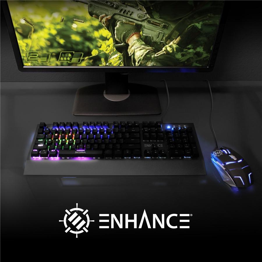 ENHANCE Scoria Rainbow Clavier de Jeu DEL Mecanique Gris - Simple Boutique