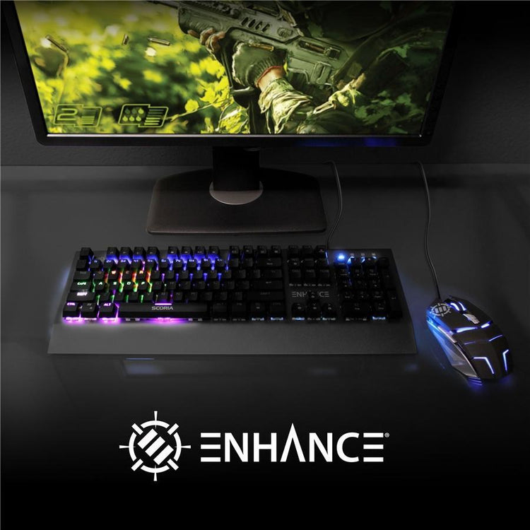 ENHANCE Scoria Rainbow Clavier de Jeu DEL Mecanique Gris - Simple Boutique