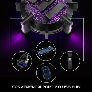 ENHANCE Support pour Casque De Jeu et HUB À 4 Ports USB DEL RVB - Simple Boutique