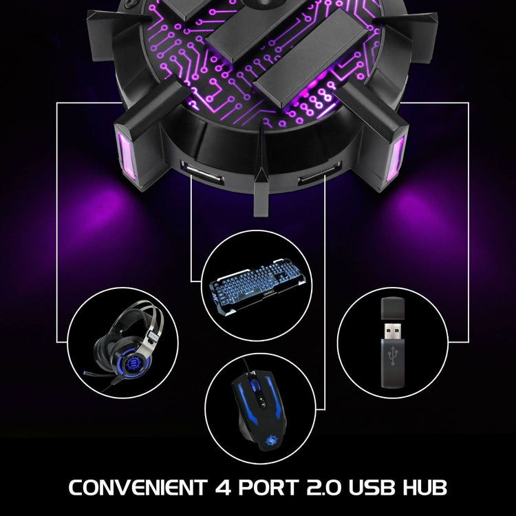 ENHANCE Support pour Casque De Jeu et HUB À 4 Ports USB DEL RVB - Simple Boutique