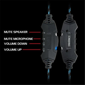 ENHANCE Voltaic Casque de Jeu Noir et Bleu - Simple Boutique