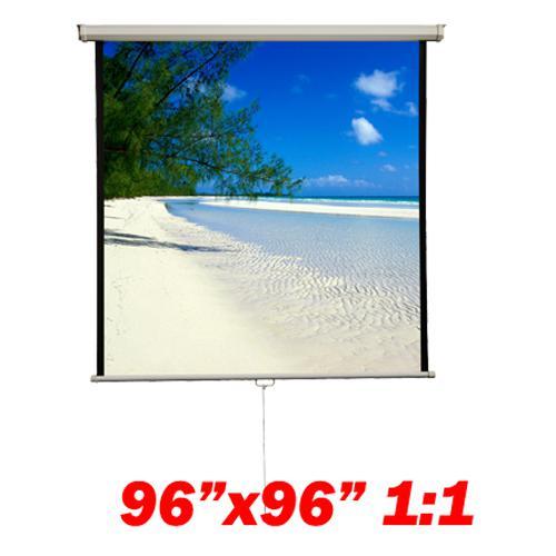 Écran de Projection Manuel 136" 1:1 – Montage Mural ou Plafond, Surface Mat Blanc, Bordures Noires – 96" x 96" – Gain 1.0 - Simple Boutique