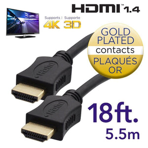 Elink CV-193 - Câble HDMI 1.4 Haute Vitesse avec Canal Ethernet, 18 Pieds, Noir - Simple Boutique