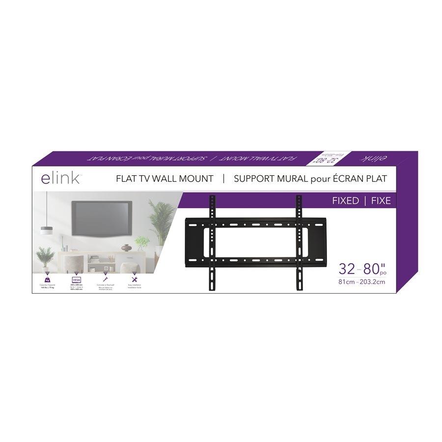 Elink CV971 - Support Mural Fixe pour Téléviseur de 32'' à 80'', VESA Maximum de 600 x600, Noir - Simple Boutique