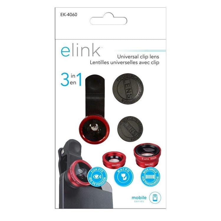 Elink EK-4060 - Lentilles Universelles Avec Clip pour Téléphone et Tablette, Noir - Simple Boutique
