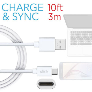 Elink EK479 Câble Type-C à USB 10 Pieds Blanc - Simple Boutique