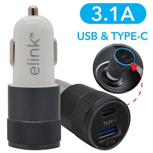 Elink EK768 Chargeur Universel pour Voiture avec Ports USB et Type-C Blanc - Simple Boutique