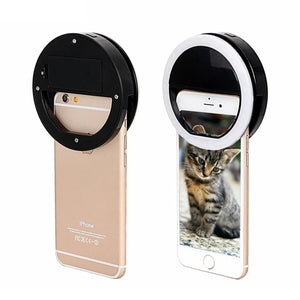 Elink EK814 Anneau Lumineux Selfie Rechargeable 30 DEL à Pince pour Smartphones, Noir - Simple Boutique