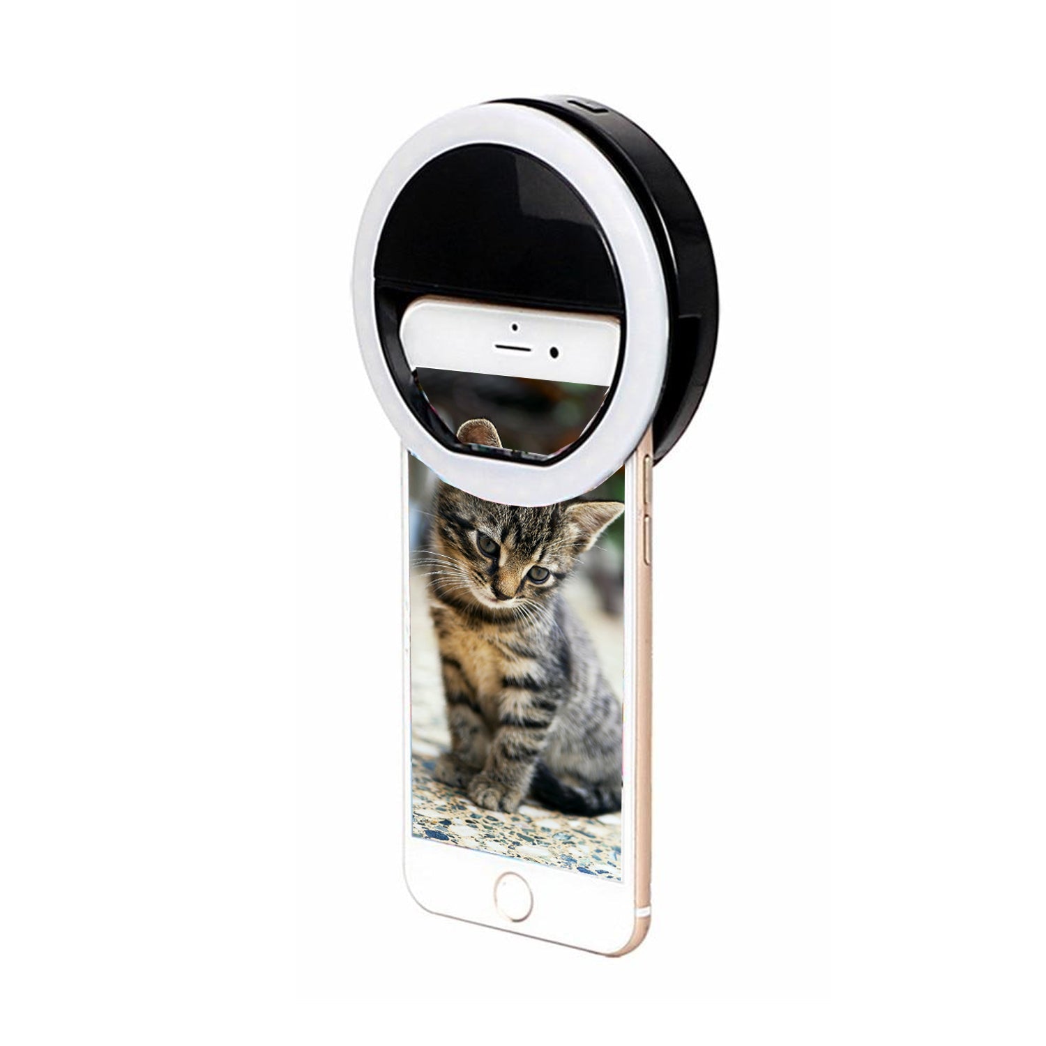 Elink EK814 Anneau Lumineux Selfie Rechargeable 30 DEL à Pince pour Smartphones, Noir - Simple Boutique