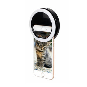 Elink EK814 Anneau Lumineux Selfie Rechargeable 30 DEL à Pince pour Smartphones, Noir - Simple Boutique