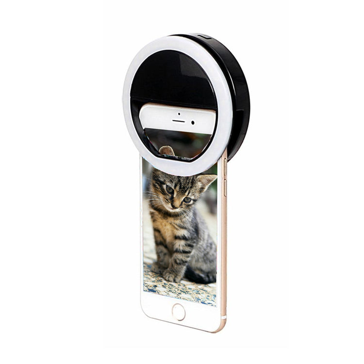 Elink EK814 Anneau Lumineux Selfie Rechargeable 30 DEL à Pince pour Smartphones, Noir - Simple Boutique