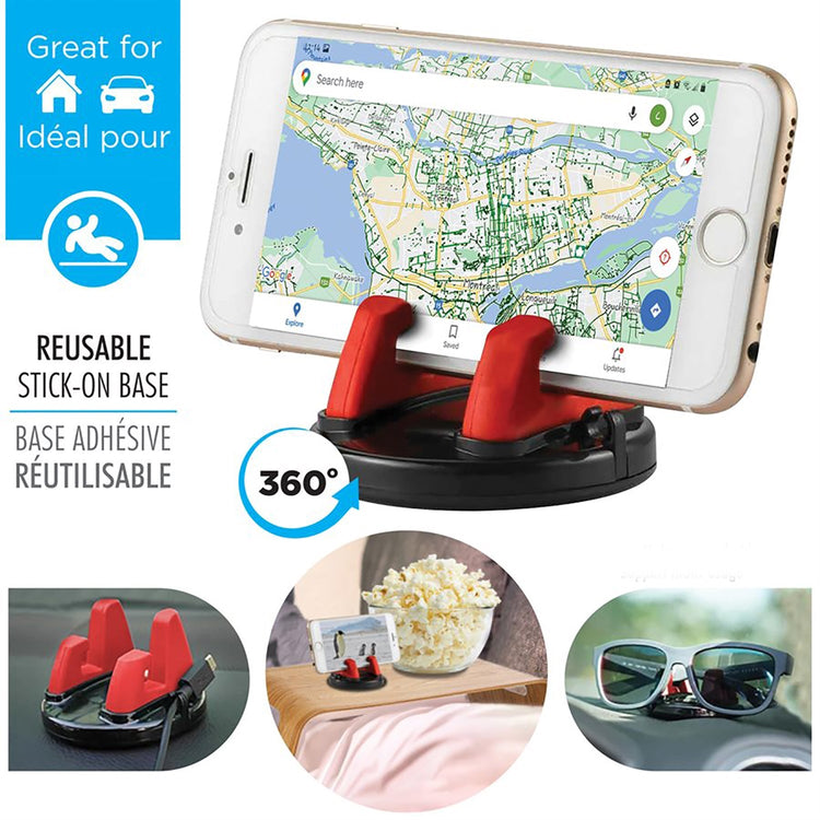 Elink - Support de Téléphone Rotatif avec Base Adhésive Réutilisable, Noir - Simple Boutique