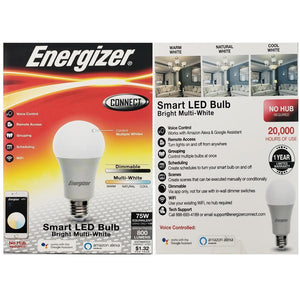 Energizer Connect EAW2-1001-MWT Ampoule Intelligente DEL Multi-Blanc - Simple Boutique