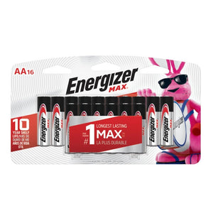 Energizer - Emballage de 16 Piles Alcalines AA, Construction Anti-Fuite - Simple Boutique