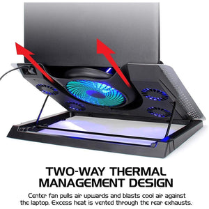 Enhance - Coussin de Refroidissement en Metal pour Ordinateur Portable avec 5 Ventilateurs et Rétro-Éclairage - Simple Boutique