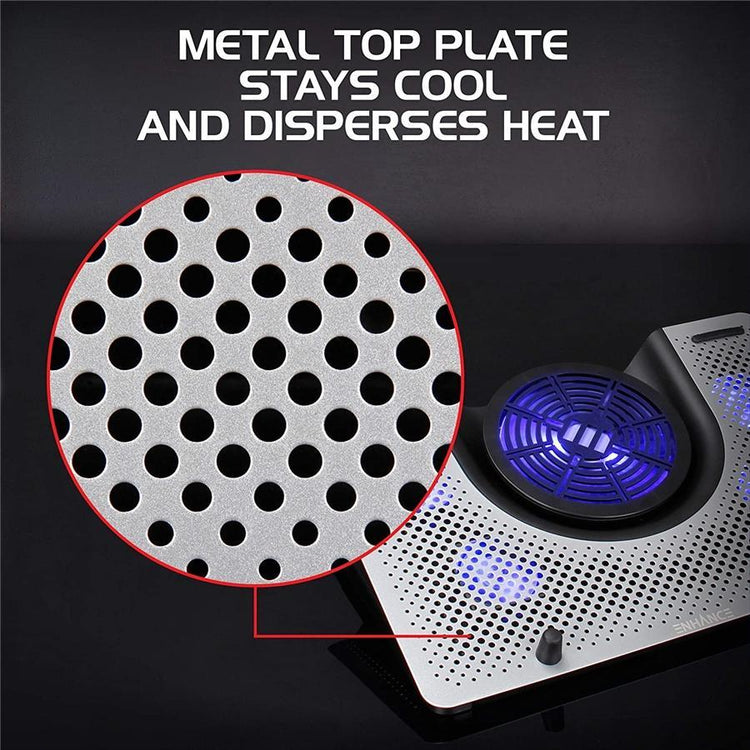 Enhance - Coussin de Refroidissement en Metal pour Ordinateur Portable avec 5 Ventilateurs et Rétro-Éclairage - Simple Boutique