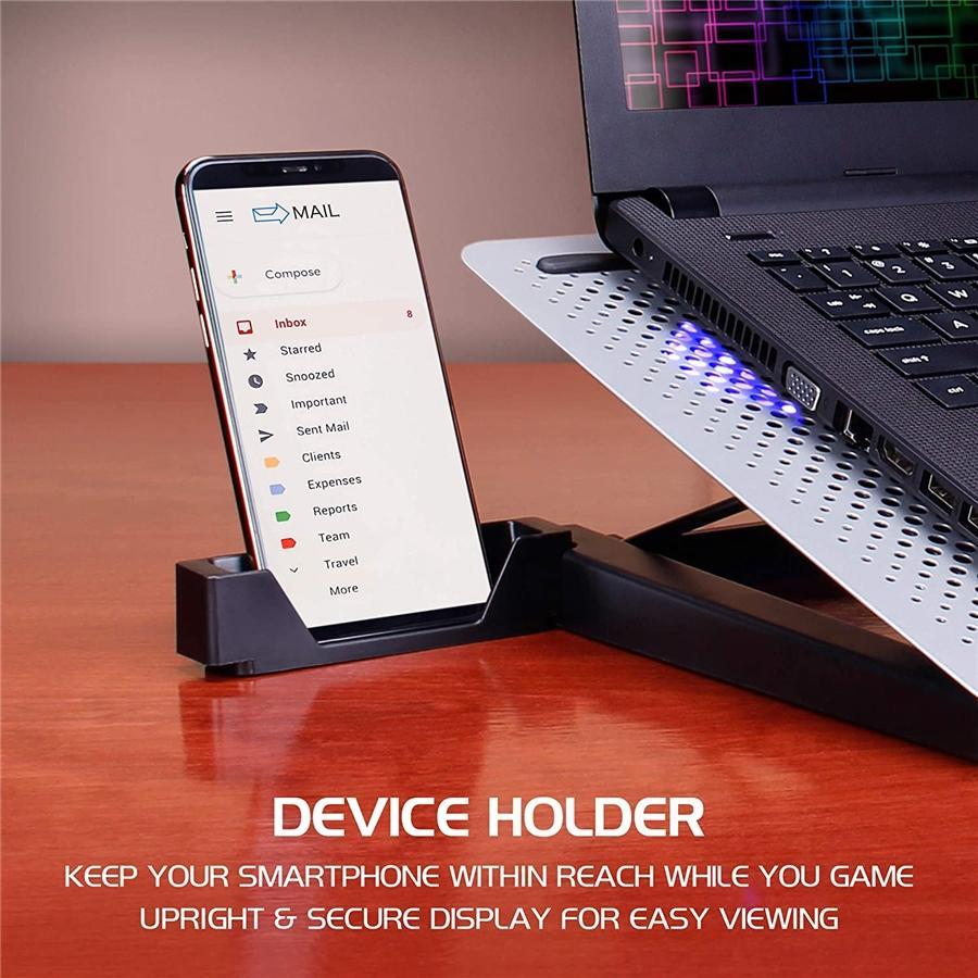 Enhance - Coussin de Refroidissement en Metal pour Ordinateur Portable avec 5 Ventilateurs et Rétro-Éclairage - Simple Boutique