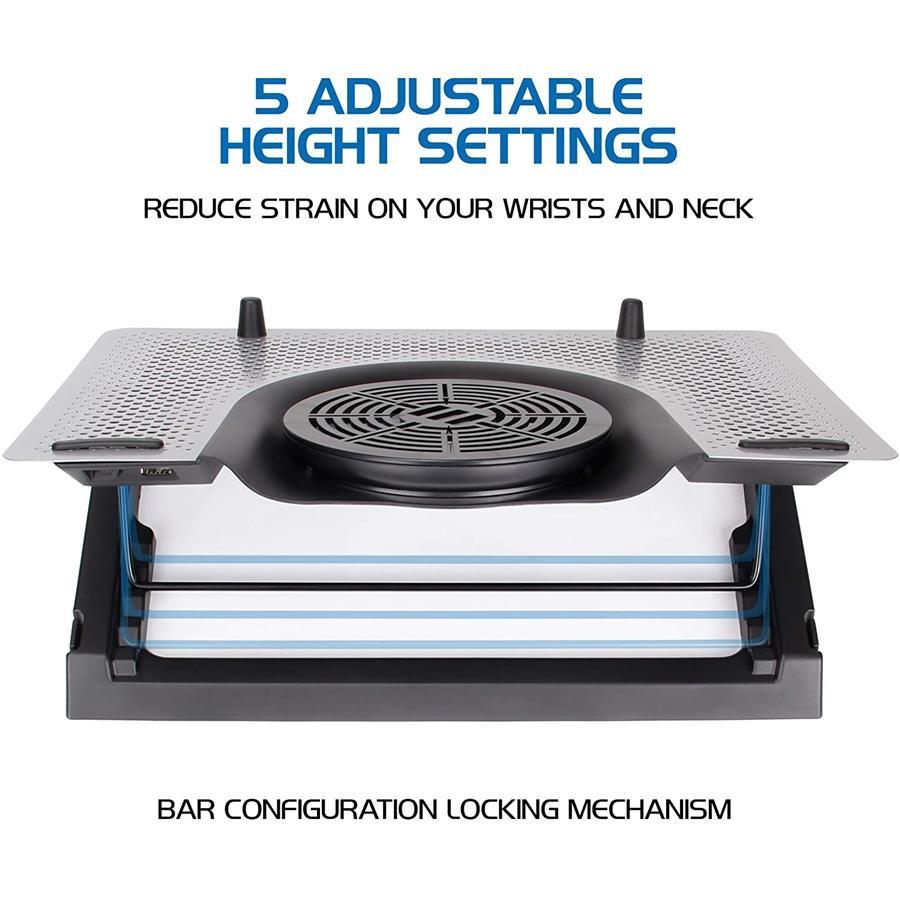 Enhance - Coussin de Refroidissement en Metal pour Ordinateur Portable avec 5 Ventilateurs et Rétro-Éclairage - Simple Boutique