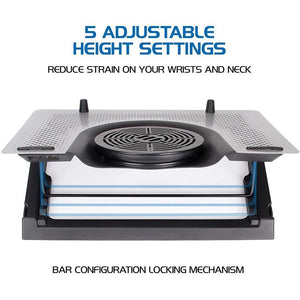Enhance - Coussin de Refroidissement en Metal pour Ordinateur Portable avec 5 Ventilateurs et Rétro-Éclairage - Simple Boutique