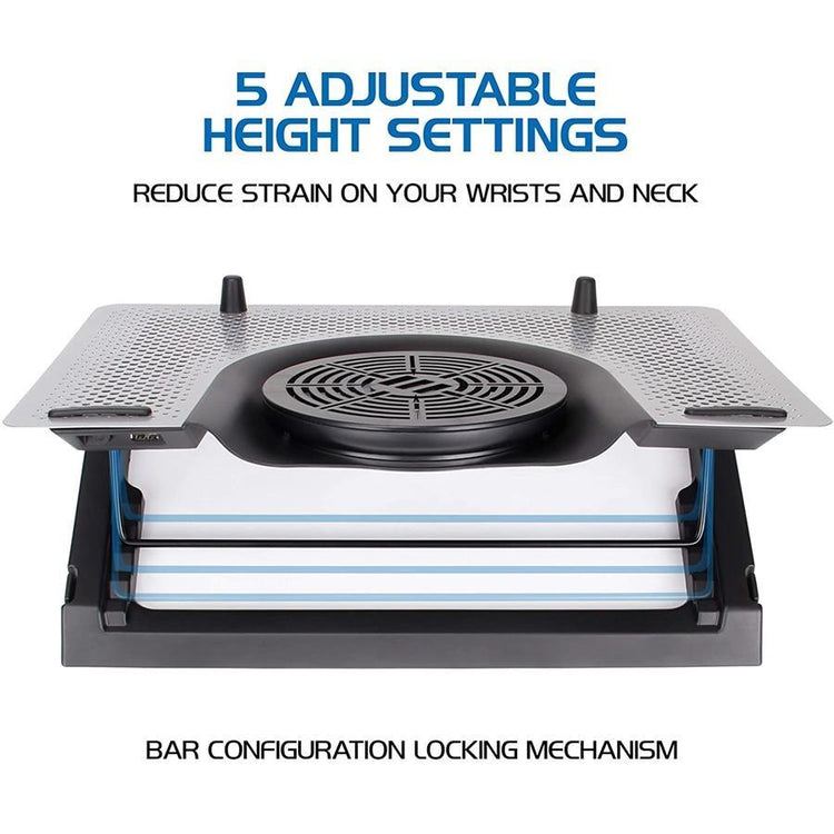 Enhance - Coussin de Refroidissement en Metal pour Ordinateur Portable avec 5 Ventilateurs et Rétro-Éclairage - Simple Boutique