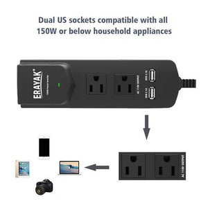 Erayak Adaptateur DC 12V À AC 110V De 150W Pour La Voiture Avec Chargeur USB Double - Simple Boutique