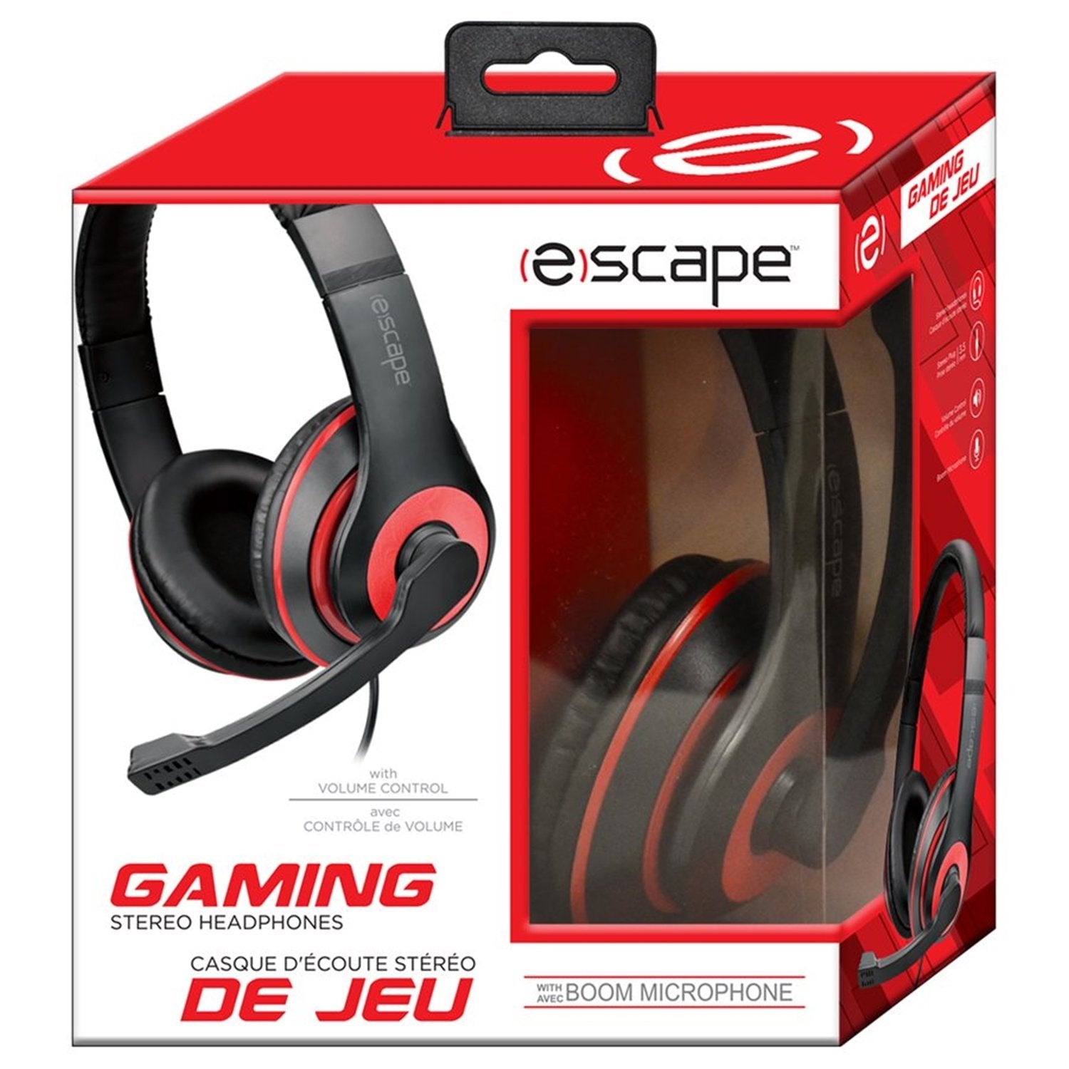 Escape - Casque de Jeu Stéréo Filaire, Contrôle du Volume et Microphone, Rouge - Simple Boutique