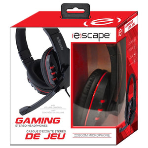 Escape - Casque de Jeu Stéréo Filaire, Contrôle du Volume et Microphone, Rouge - Simple Boutique