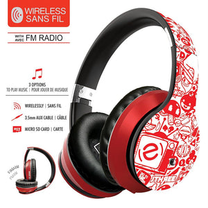 Escape - Casque d'écoute Stéréo Sans-Fil avec Microphone Intégré, Rouge - Simple Boutique