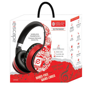 Escape - Casque d'écoute Stéréo Sans-Fil avec Microphone Intégré, Rouge - Simple Boutique