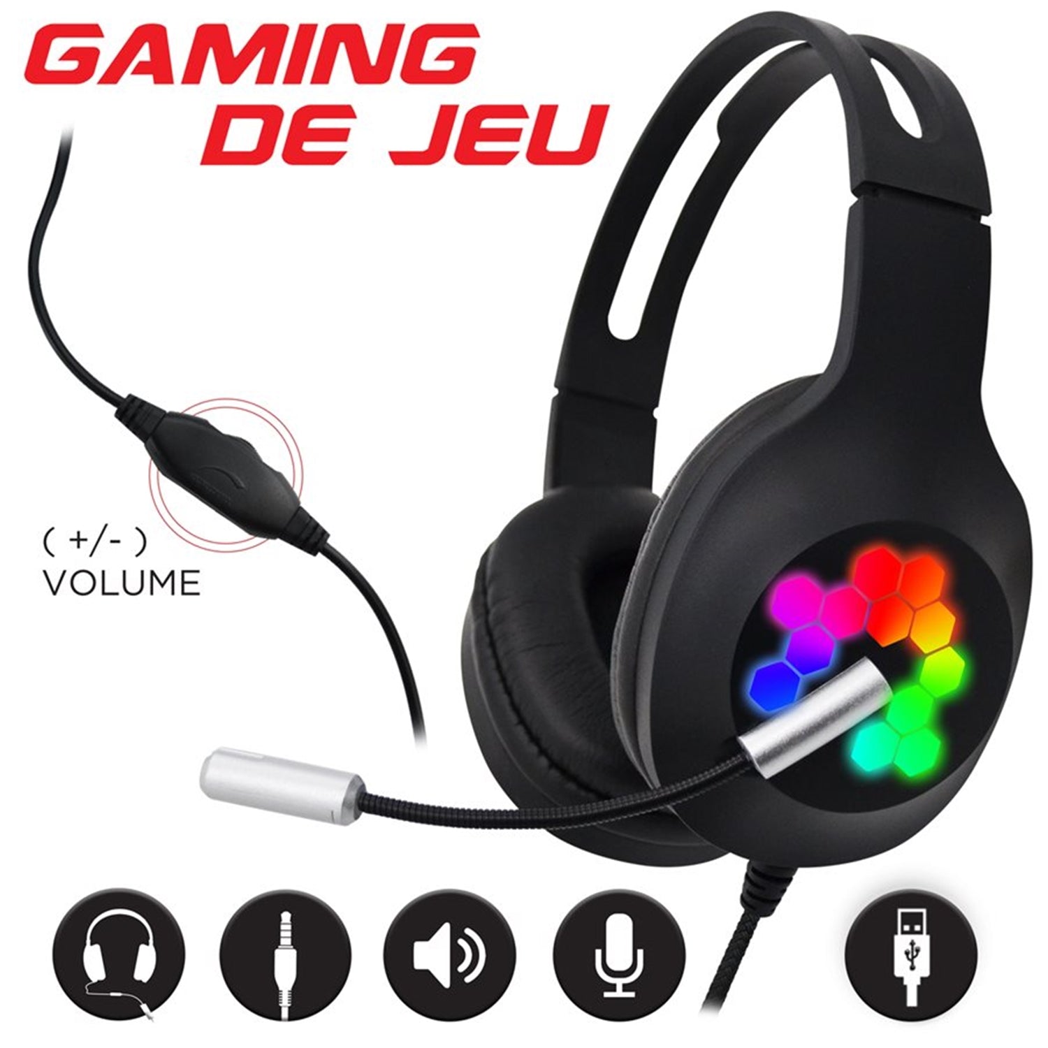 Escape - Casque d'écoute de Jeu, Stéréo, Filaire avec Microphone et Télécommande Intégrés, Noir - Simple Boutique