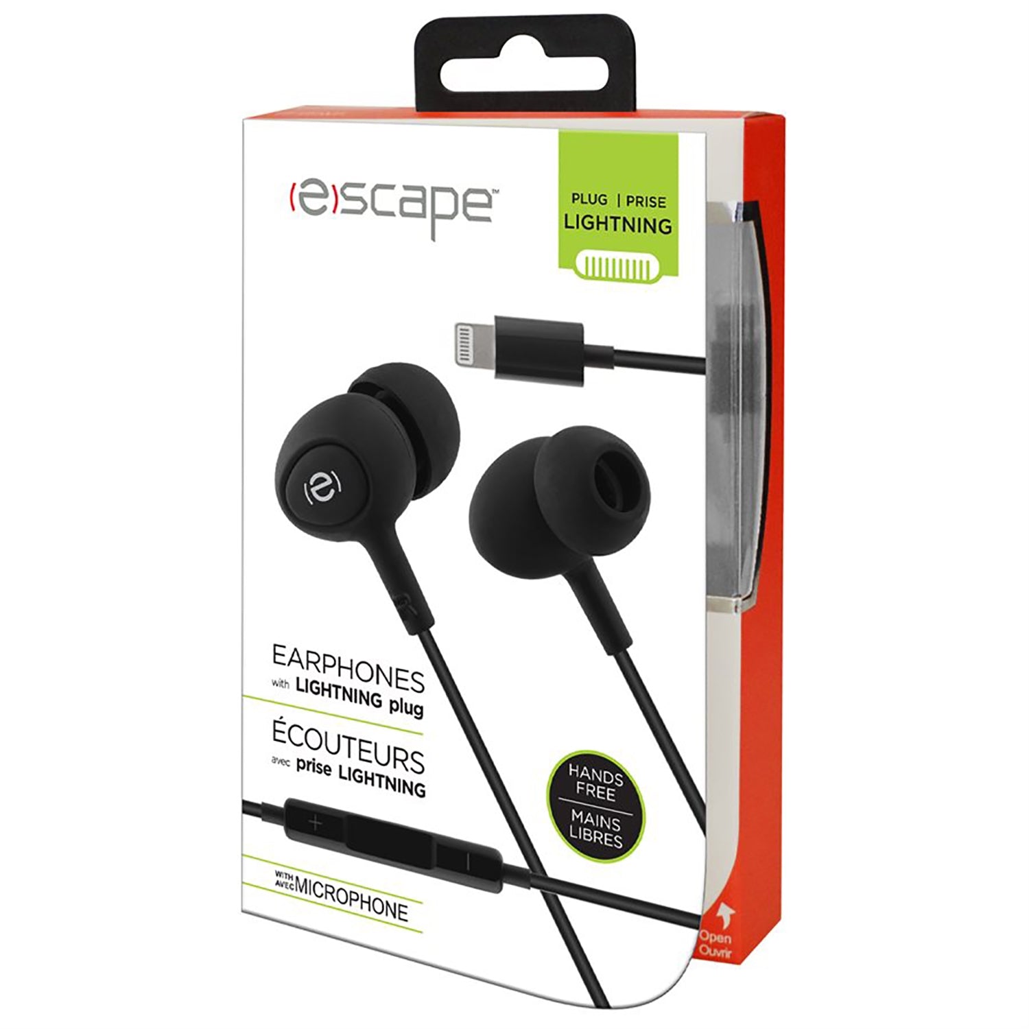 Escape - Écouteurs Intra-Auriculaire avec Prise Lightning, Microphone et Télécommande Intégré, Noir - Simple Boutique
