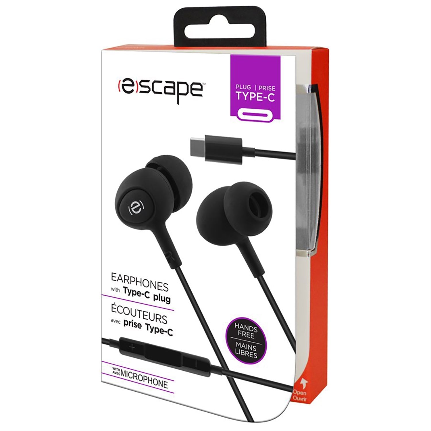 Escape - Écouteurs Intra-Auriculaire avec Prise Type-C, Microphone et Télécommande Intégré, Noir - Simple Boutique