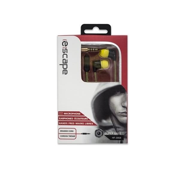 Escape HF-3908 Écouteurs avec microphone noir et jaune - Simple Boutique