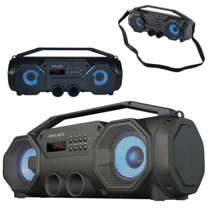 Escape - Haut-Parleur BoomBox Stéréo Sans-Fil, Bluetooth 5.0 avec Radio FM et Lumières LED, Noir - Simple Boutique