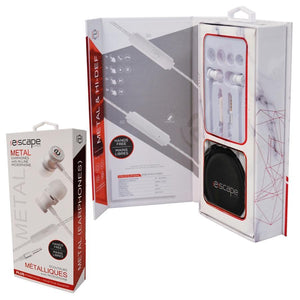 Escape Platinum EHP885 Écouteurs Mains Libres en Métal avec Microphone Blanc - Simple Boutique